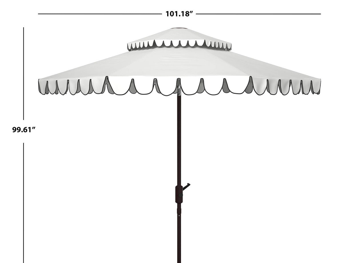 Safavieh Venice 9ft scallop-trim canopy adds decorative charm and sun protection.