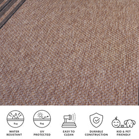 Safavieh Courtyard washable rug natural-black, easy cleaning with hose and soap.