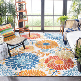Safavieh Cabana outdoor rug 8ft square in cream and red, weather-safe for patios