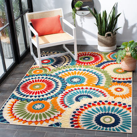 Safavieh Cabana outdoor rug 9x12 in blue and ivory, ideal for patios.