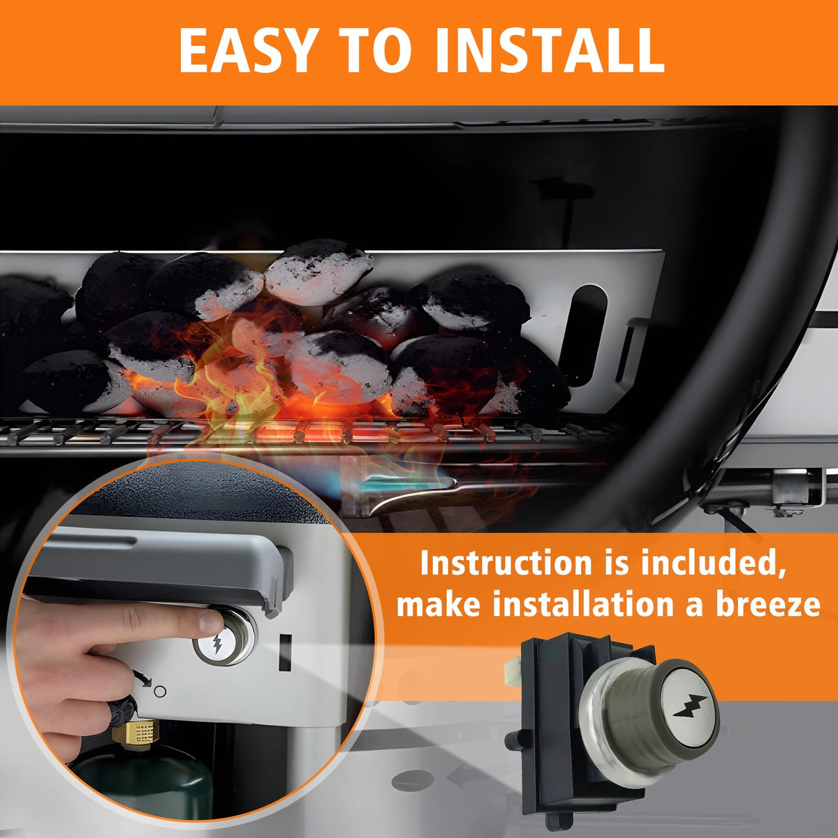SafBbcue 65737 gray ignition button highlighting easy replacement and responsiveness