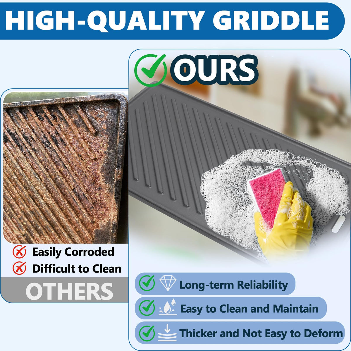 SafBbcue 96333 grill plate for Monument 13892; flat side is ideal for eggs and sandwiches.