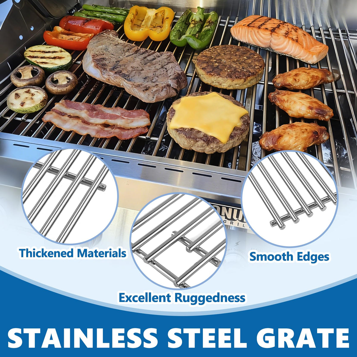 SafBbcue 97888 grill grates for Monument 17842 three-piece kit for steady cooking