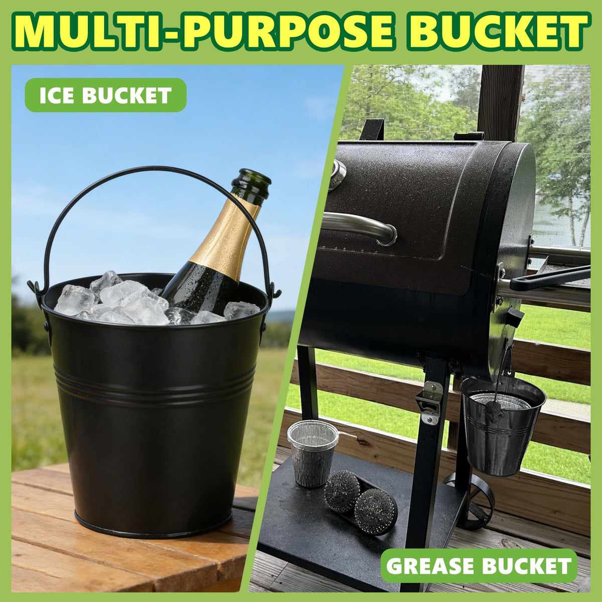 SafBbcue drip bucket in use during grilling to reduce mess