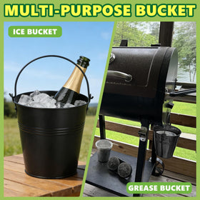 SafBbcue drip bucket in use during grilling to reduce mess