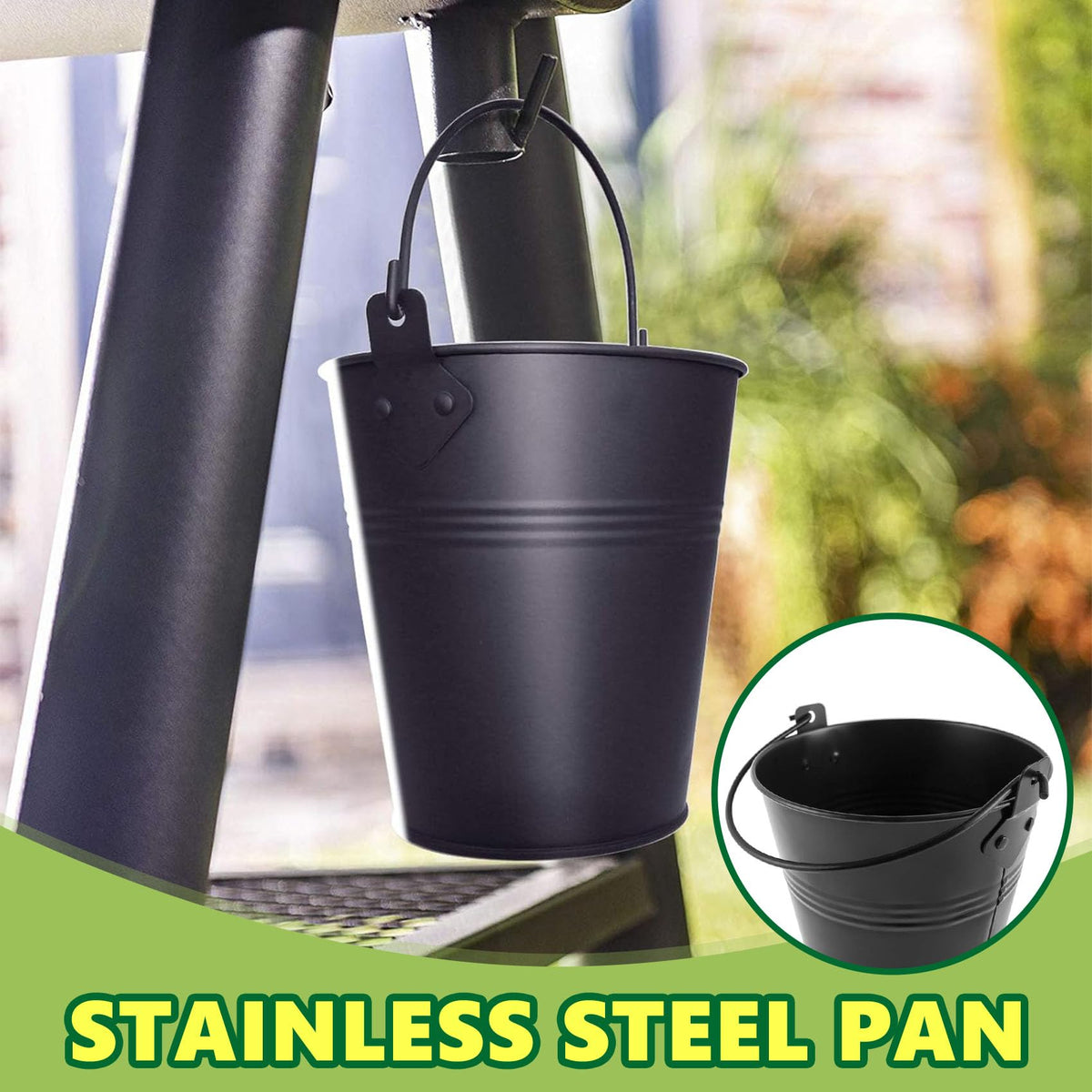 SafBbcue durable metal grease bucket catching oil runoff