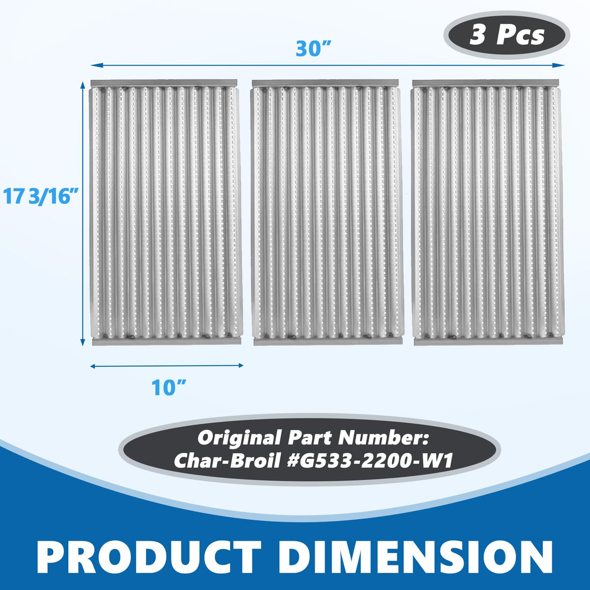 SafBbcue G533-2200-W1 emitter plate installed on Char-Broil for consistent grilling.