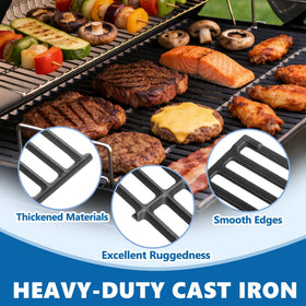 SafBbcue premium cast iron construction delivers durable heat retention for consistent searing.