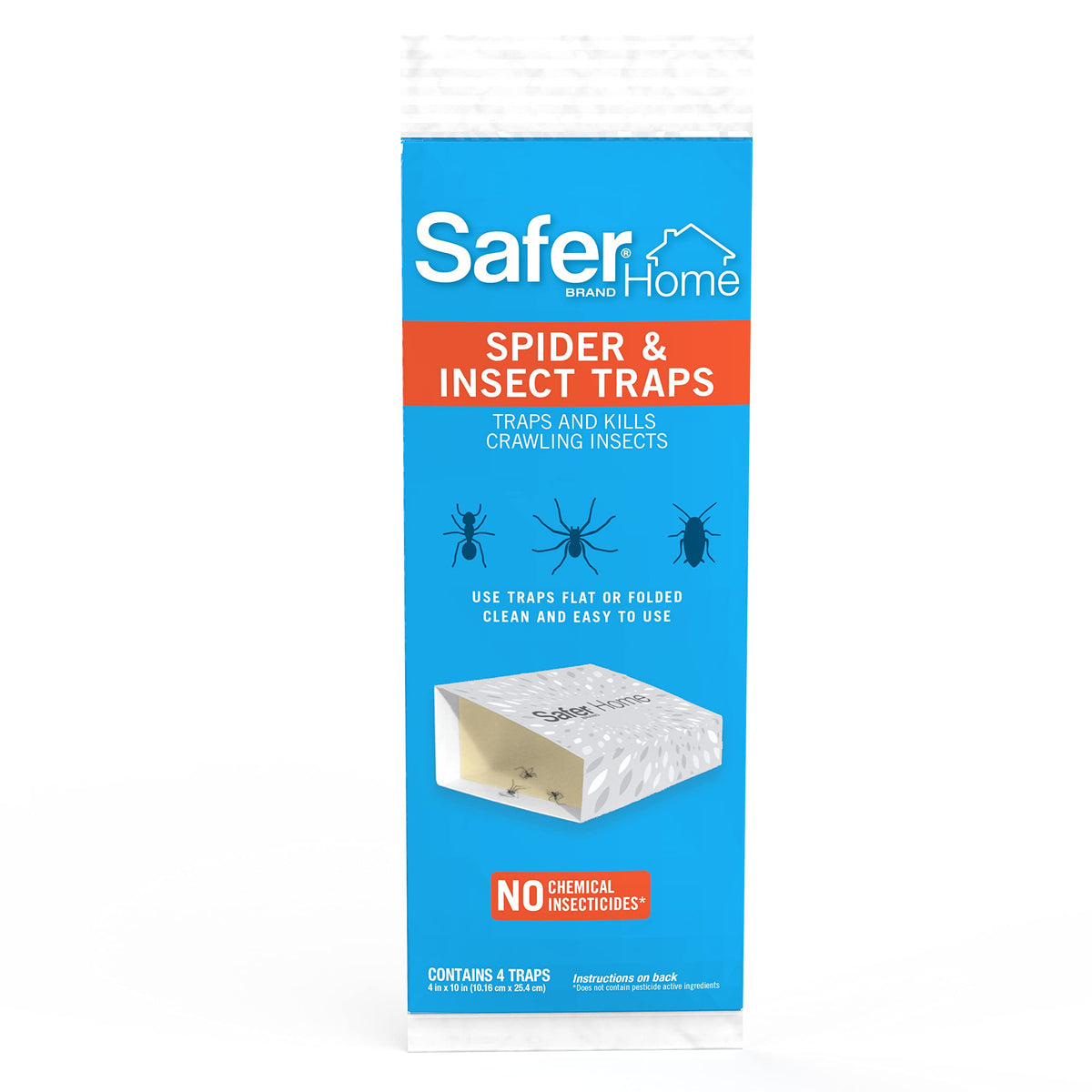 Safer Home spider and insect trap in flat position for larger catches along baseboards