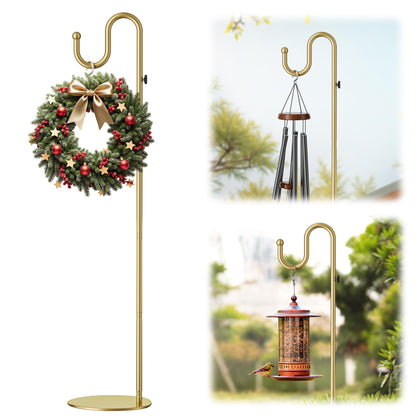 Saffruff 74-inch gold shepherds hook base stability for outdoor hanging decor