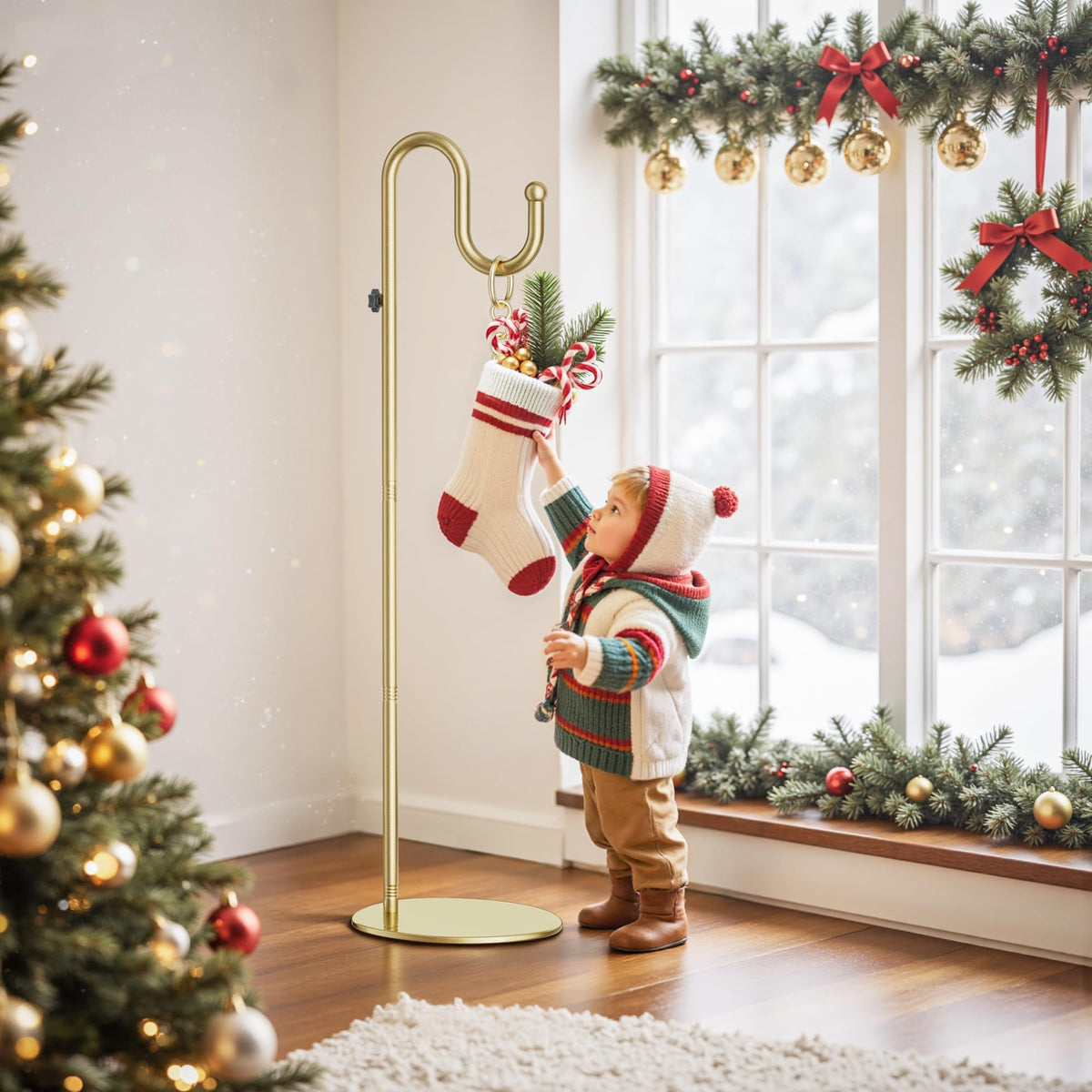 Saffruff indoor-outdoor usable shepherds hook with gold finish