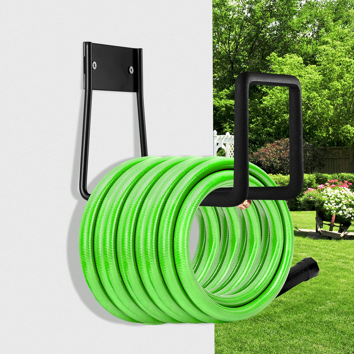 Sageme anti-slip coating provides grip and visibility for outdoor hose storage.