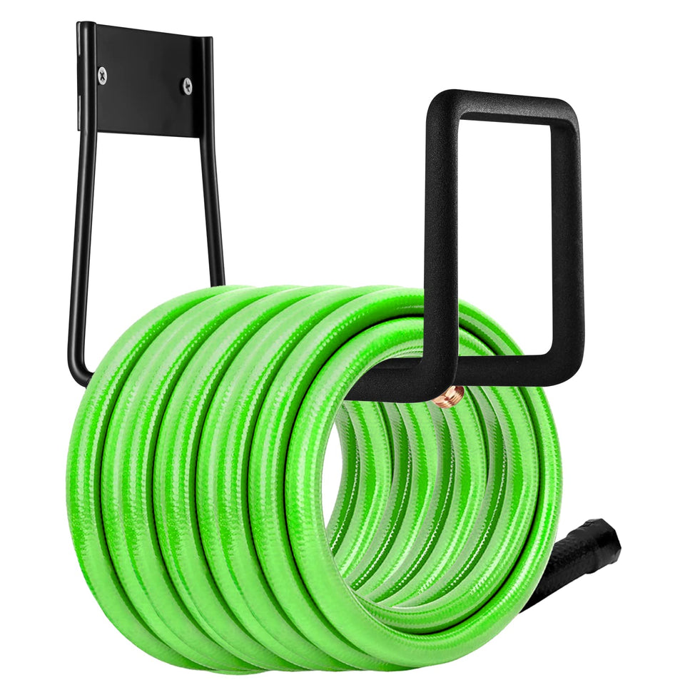 Sageme hose hanger wall mount in sturdy iron with anti-slip coating for secure storage.