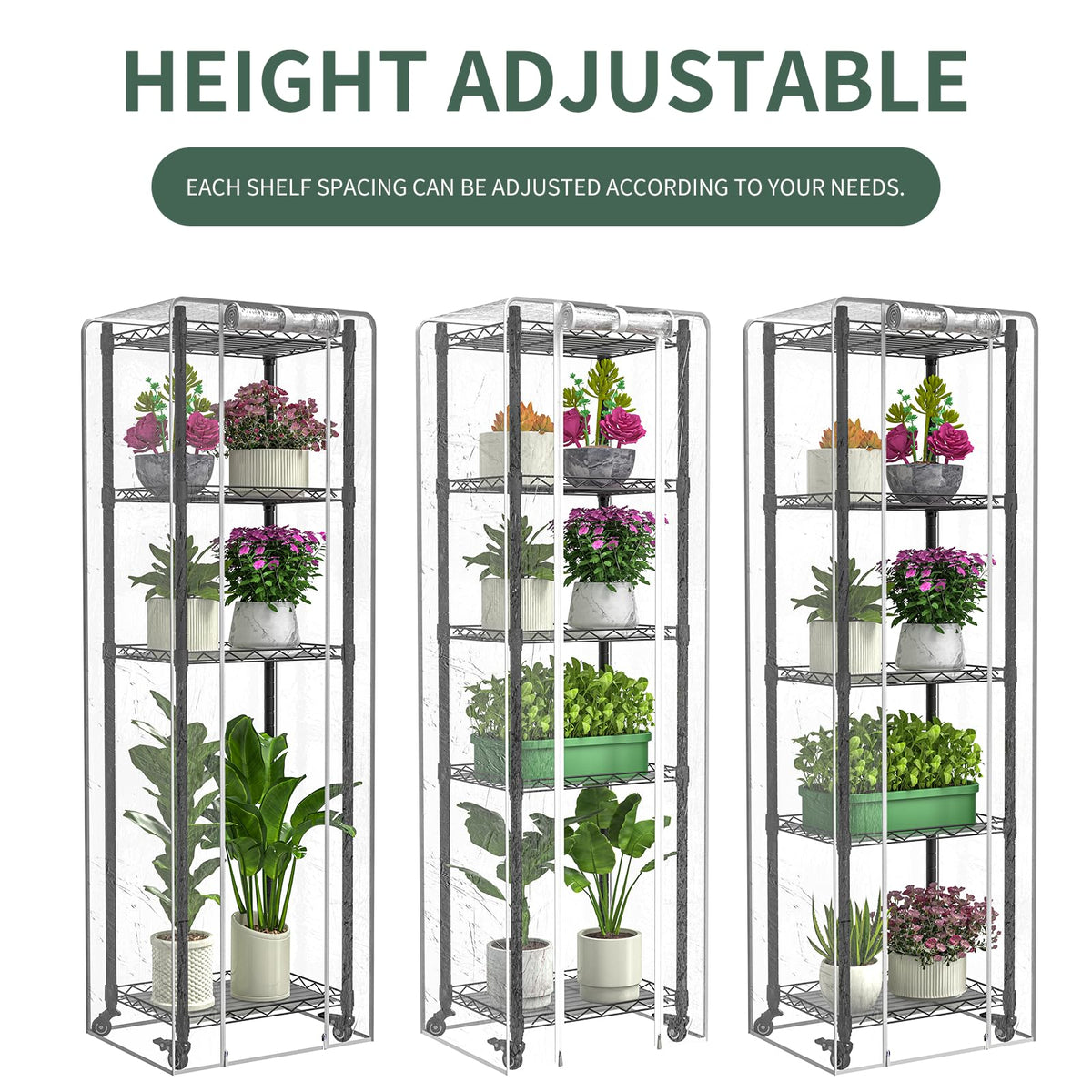 Sagrynfp five-tier adjustable shelves to fit different seed tray sizes
