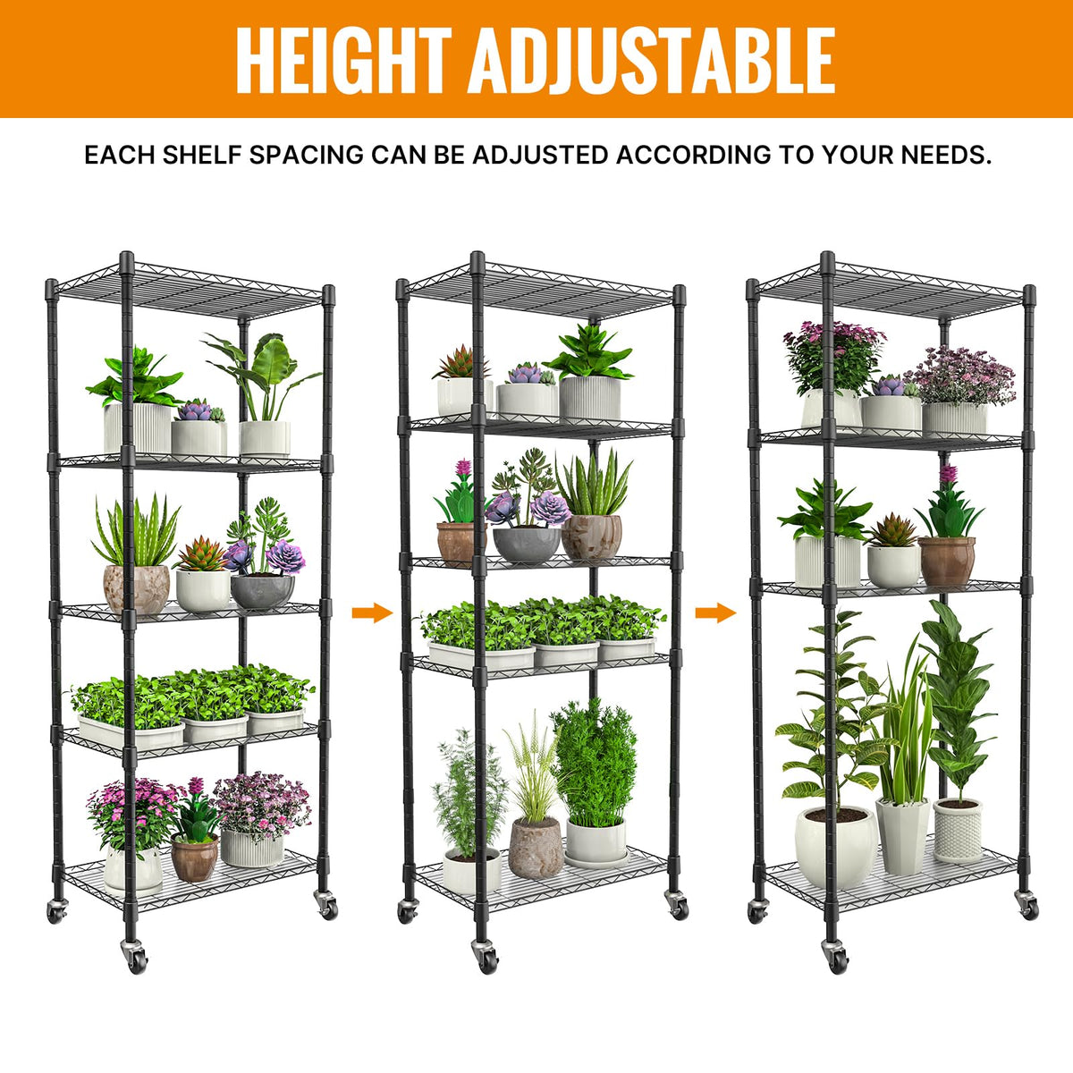 Sagrynfp adjustable shelves spacing to customize plant layout