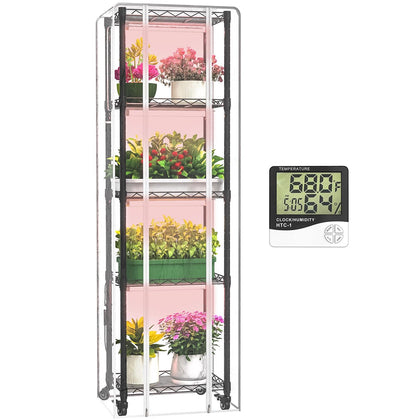 Sagrynfp indoor greenhouse front view with 5-tier shelves for seed starting