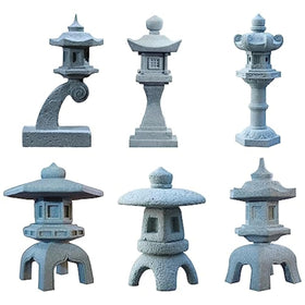 Saihisday pagoda lantern miniature set for peaceful bonsai displays.
