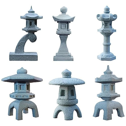 Saihisday pagoda lantern miniature set for peaceful bonsai displays.