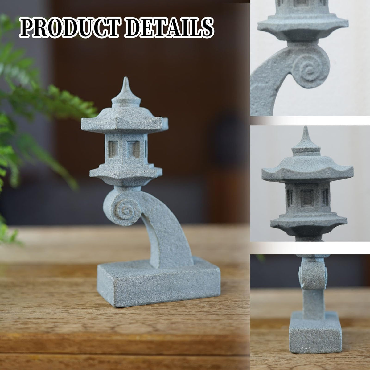 Saihisday zen garden pagoda statue adds calm focal point.