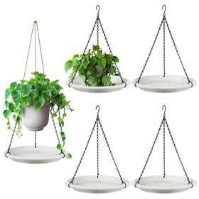 Saillong 12-inch white plant saucer for indoor decor with drainage control.
