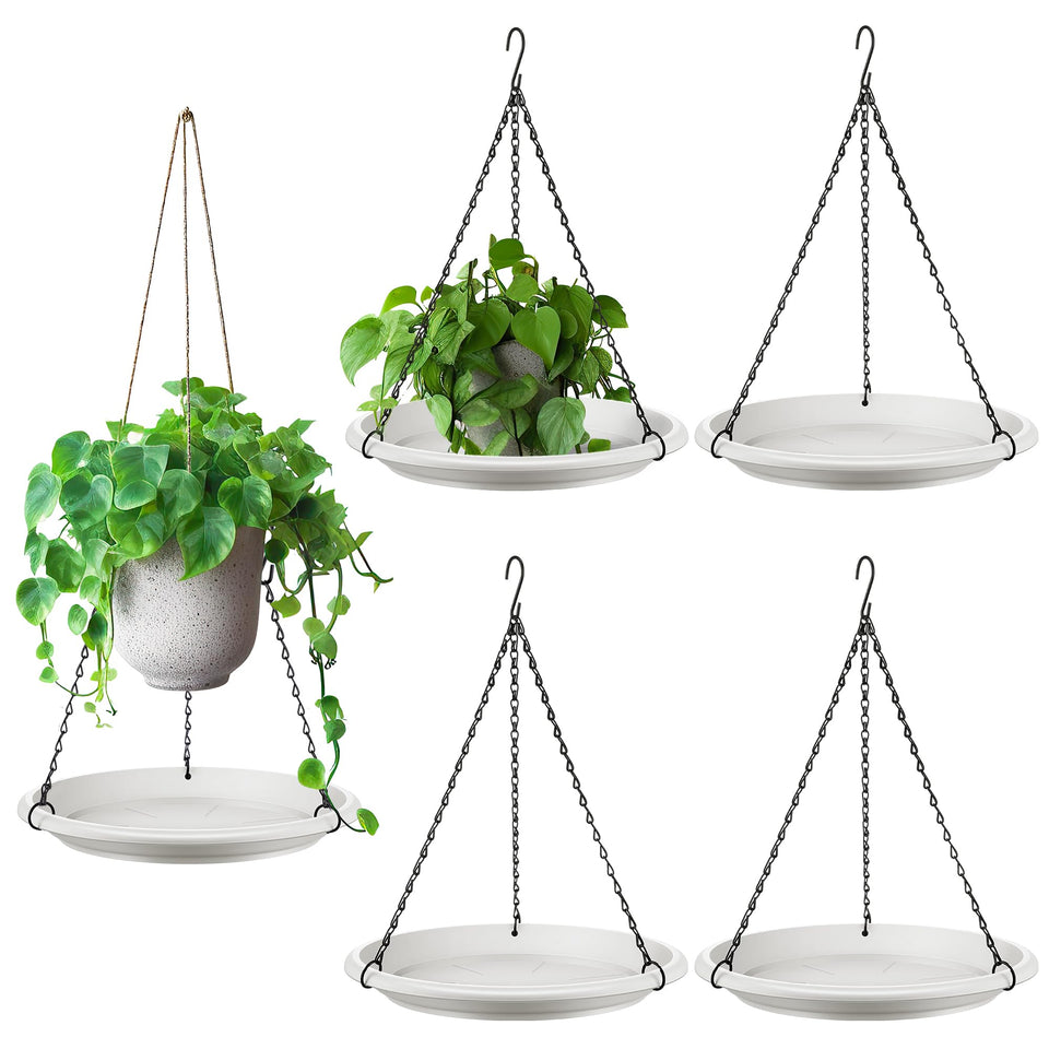 Saillong 12-inch white plant saucer for indoor decor with drainage control.