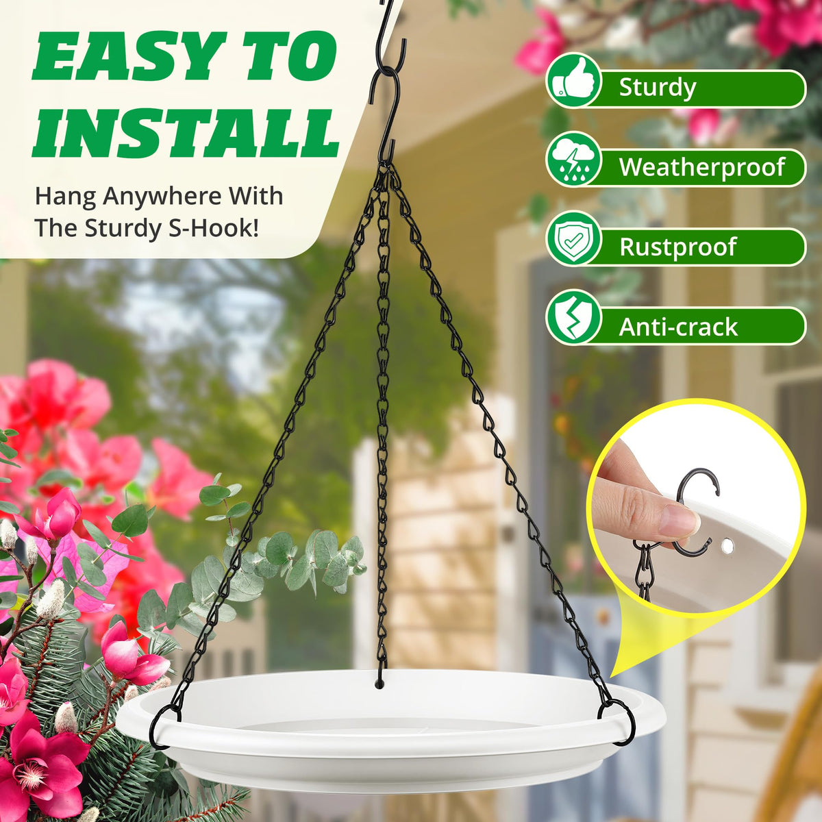 Saillong hanging chains for planters provide sturdy support for indoor or outdoor use.