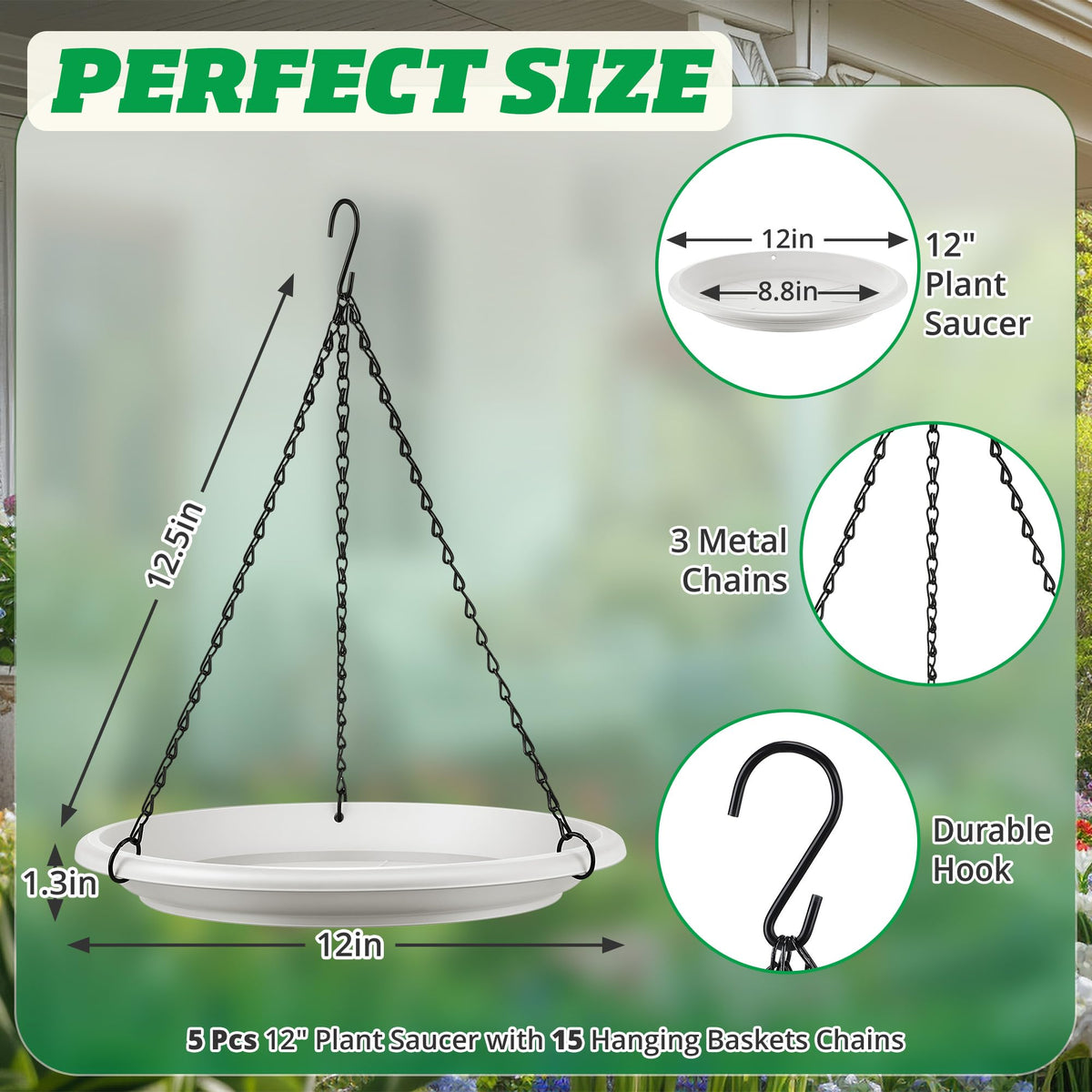 Saillong adjustable hooks and chains enable secure ceiling or wall hanging.