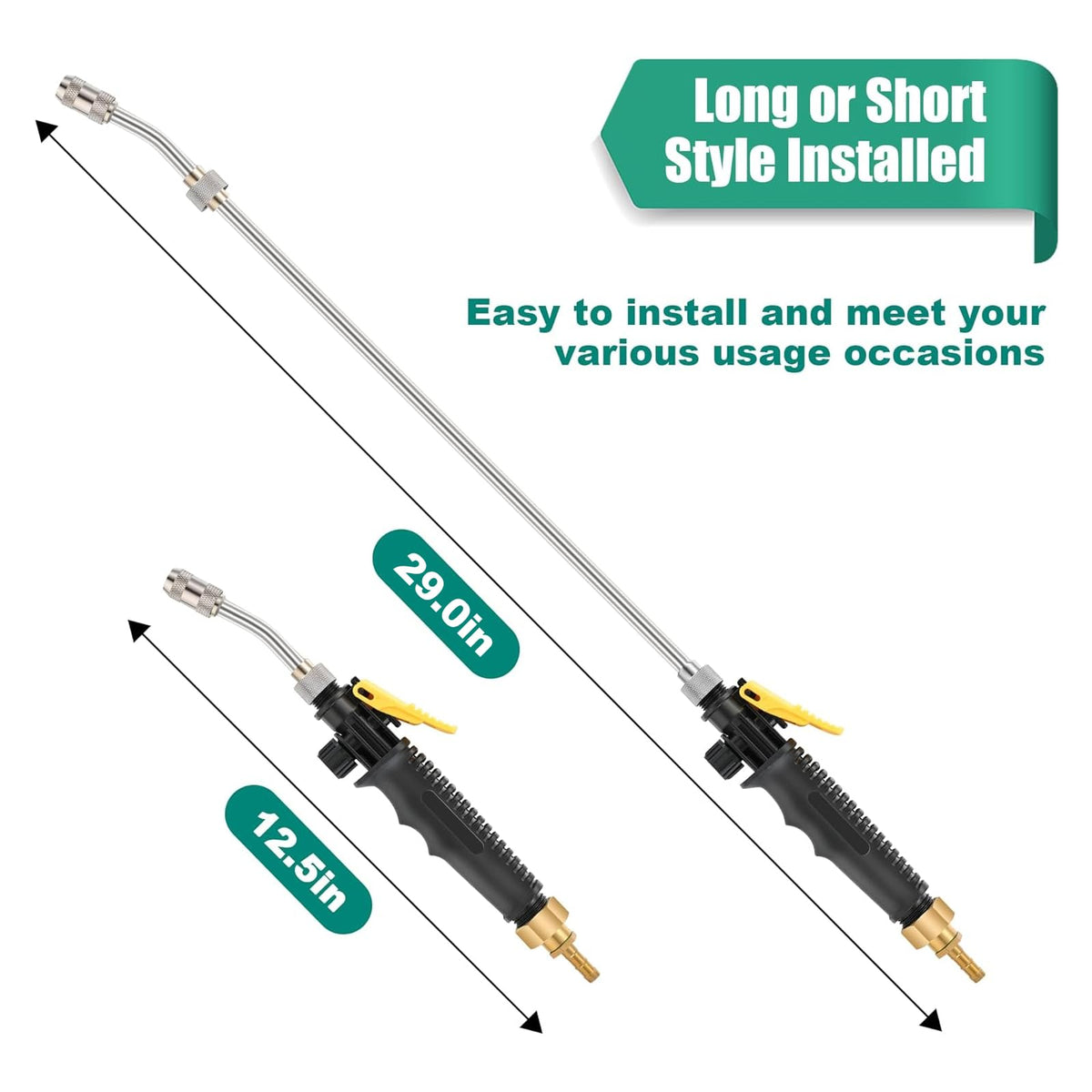 Saillong adjustable nozzle enables mist or straight watering for versatility.