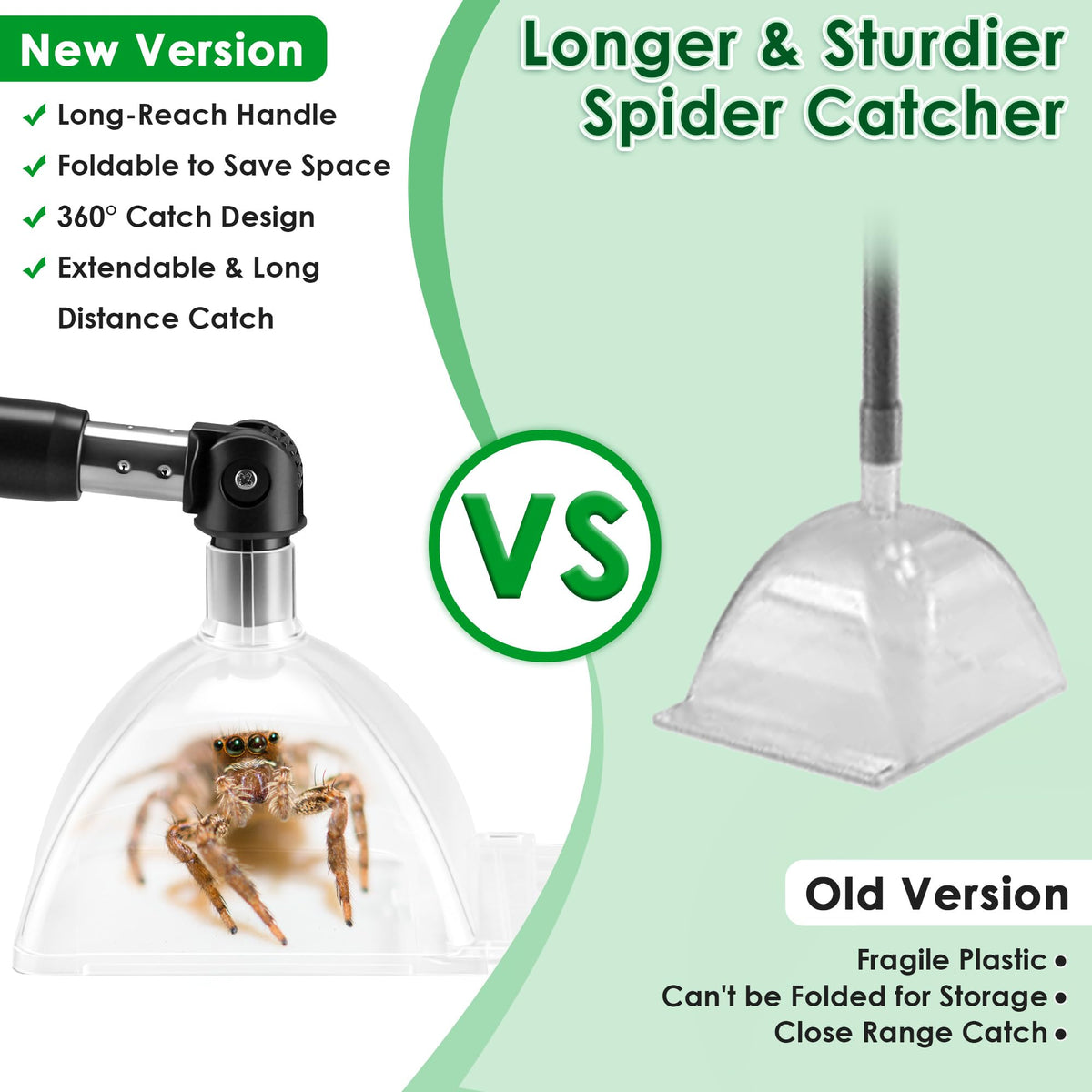 Saillong spider catcher enables reach to high ceilings and dark corners