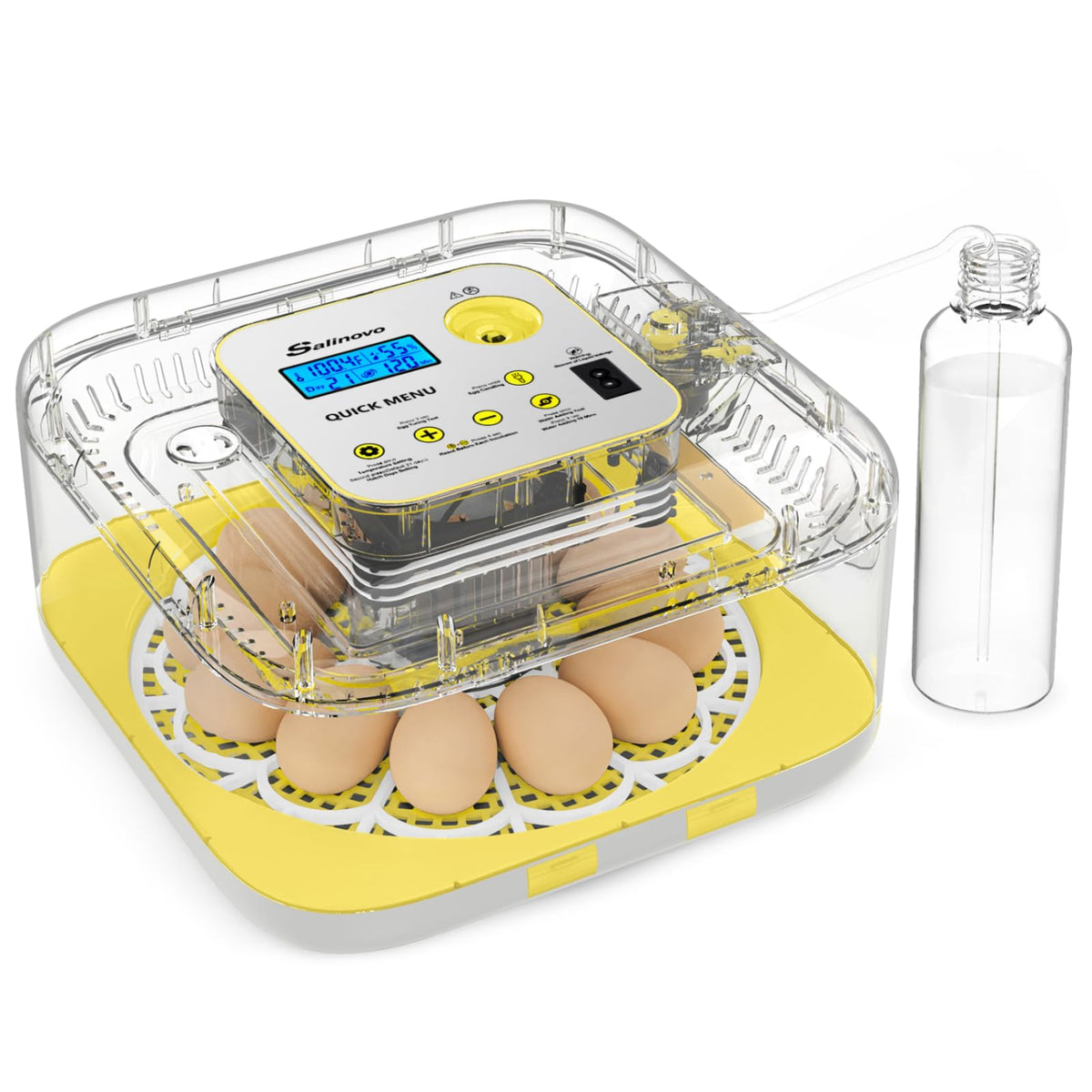 Sailnovo 12-egg incubator front view with compact design for busy farms