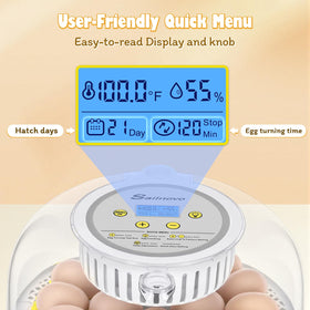 Sailnovo 18-egg incubator built-in egg candler for quick embryo checks