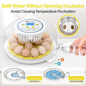Sailnovo 18-egg incubator inside view with accessible controls and airflow chamber