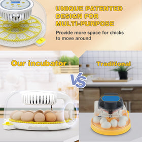 Sailnovo 18-egg incubator yellow lid design stands out on busy benches