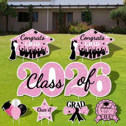 Sakayo 2026 grad sign year-number in pink ready for outdoor display