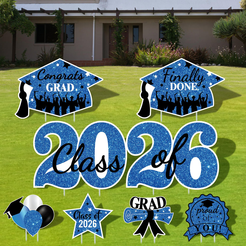 Sakayo 2026 graduation yard sign set on a lawn, showing bright outdoor decor for celebrations.