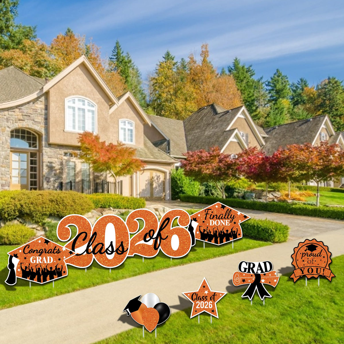 Sakayo class of 2026 graduation hat sign ideal for photo ops and lawn decor.