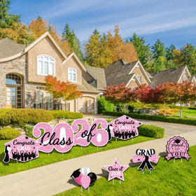 Sakayo grad hat decor in pink adds festive height to lawn celebrations