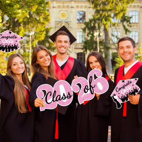 Sakayo pink graduation decor enables easy outdoor assembly and display