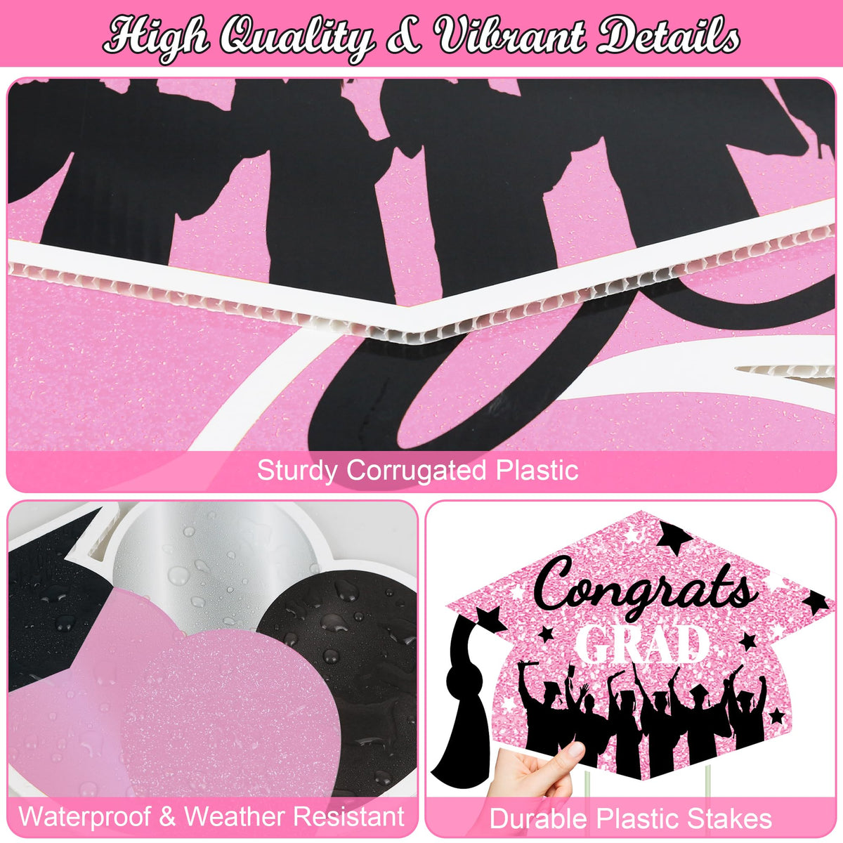 Sakayo yard sign stakes pink pack of 16 stakes for quick setup