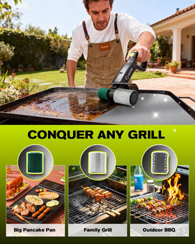 Saker cordless rechargeable design provides mobility for outdoor grilling cleanup