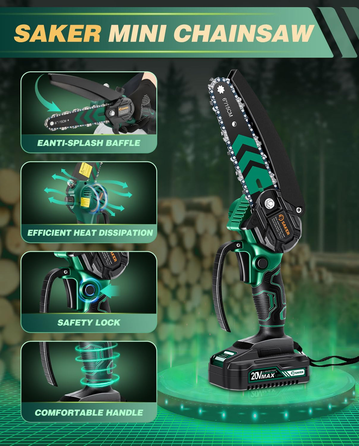 Saker dual batteries ensure longer sessions without frequent recharges.