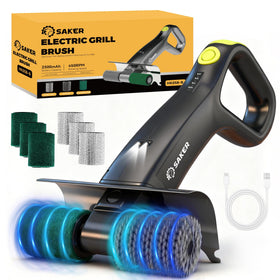 Saker electric grill brush with 450 RPM motor for quick, thorough cleaning