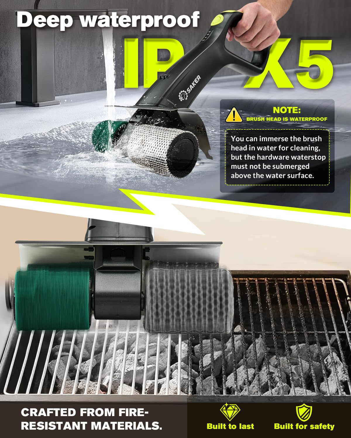 Saker includes a 7-piece set for versatile grill cleaning tasks