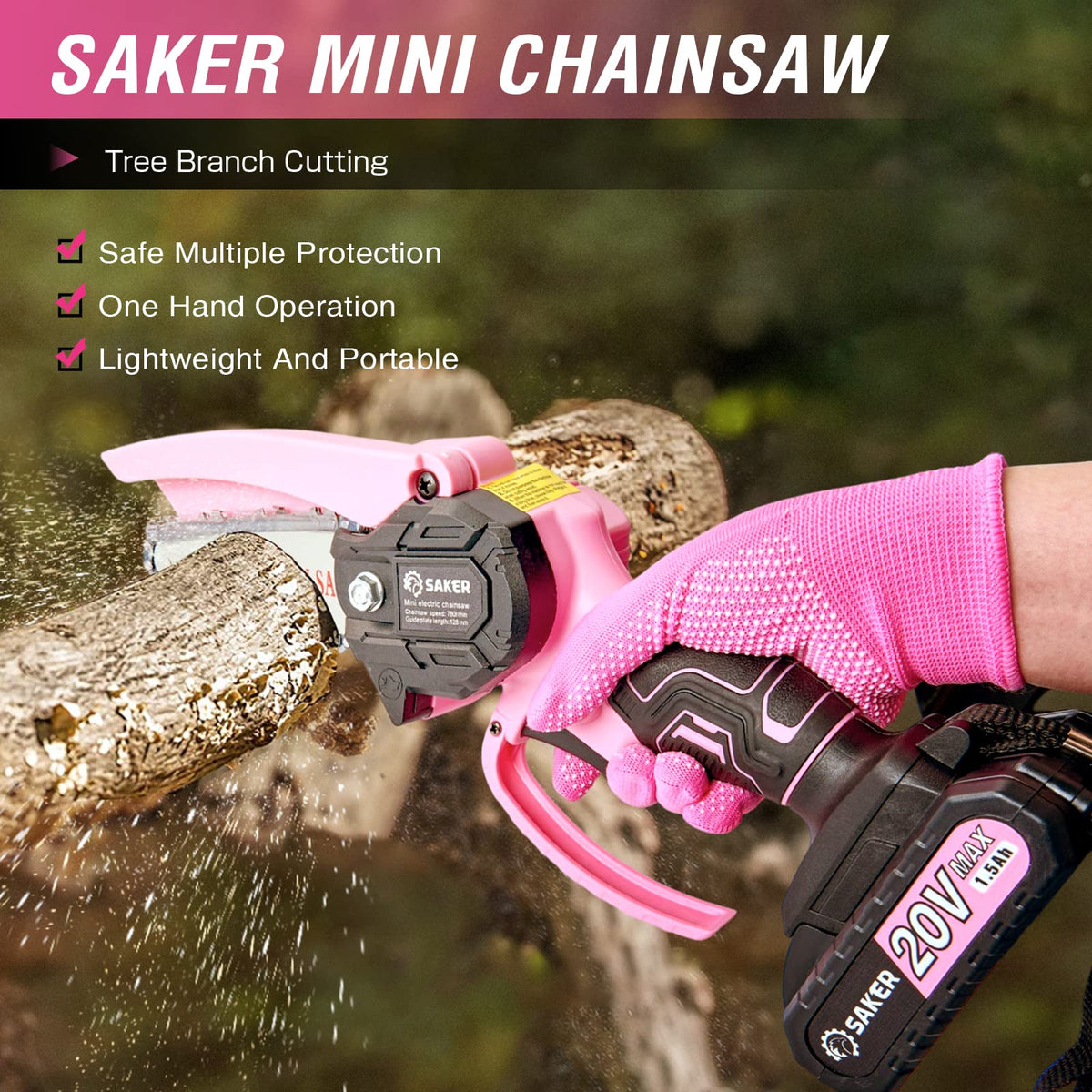 Saker mini chainsaw 20V battery supports longer runtime