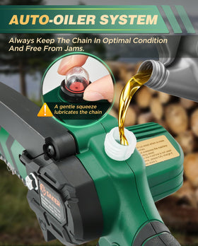 Saker 6-inch bar cuts branches quickly in garden work.