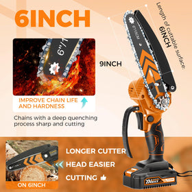 Saker Mini Chainsaw highlights the 9-inch steel plate for larger cuts