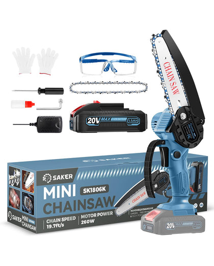 Saker Mini Chainsaw battery-powered for cordless yard tasks