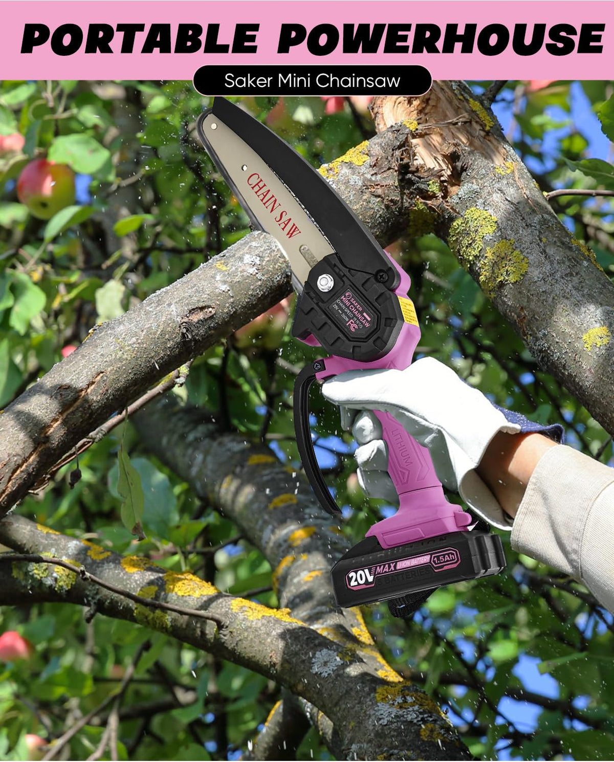 Saker Mini Chainsaw cordless portability frees you from power cords