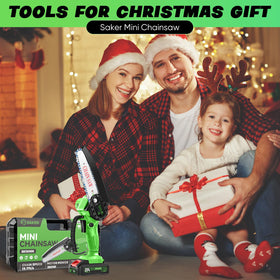 Saker Mini Chainsaw compact packaging suitable as a gift.