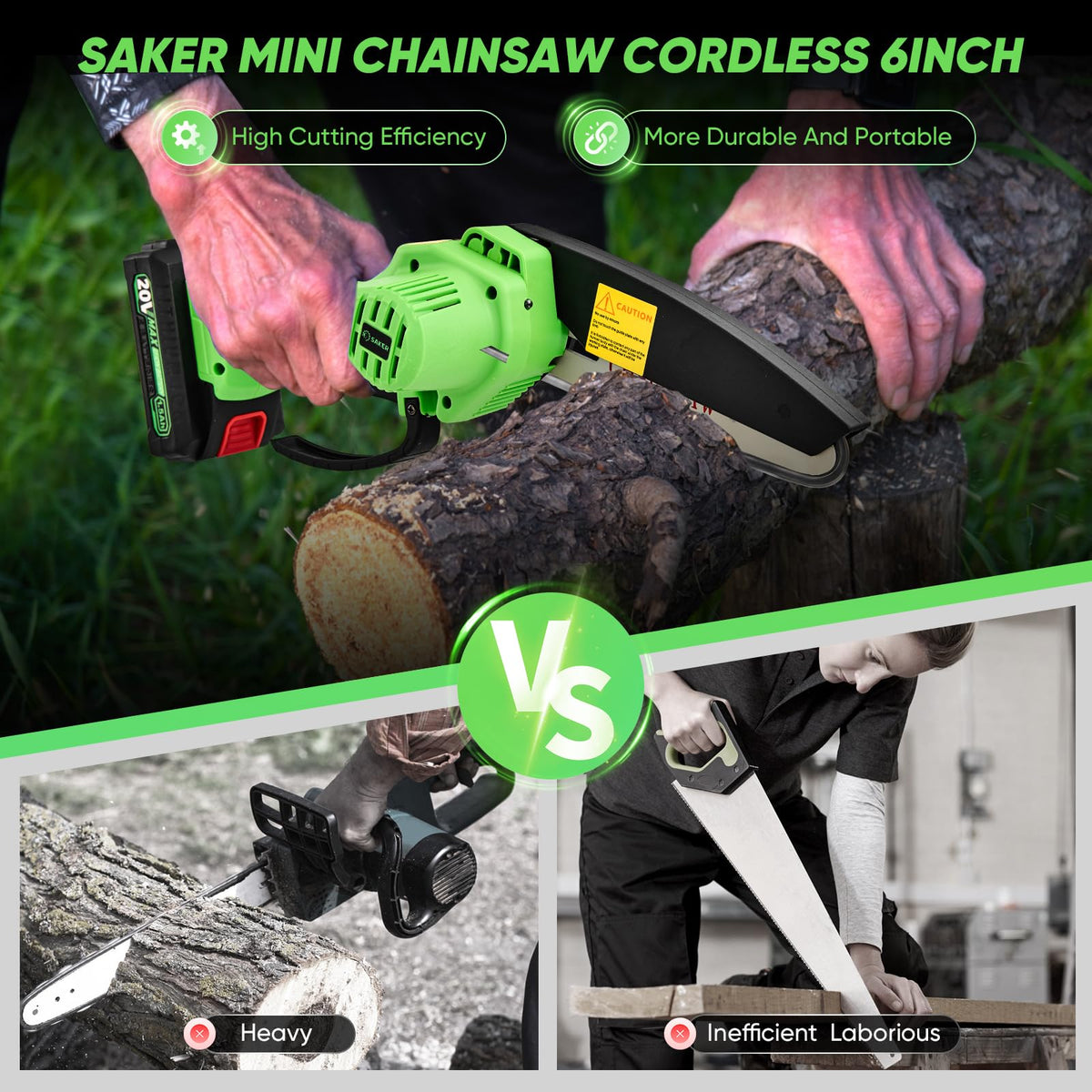 Saker Mini Chainsaw guide chain with deep quenching for smooth cuts.